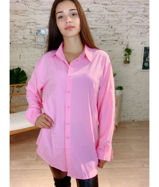 Chemise longue en ROSE