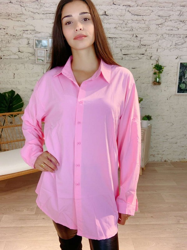 Chemise longue en ROSE