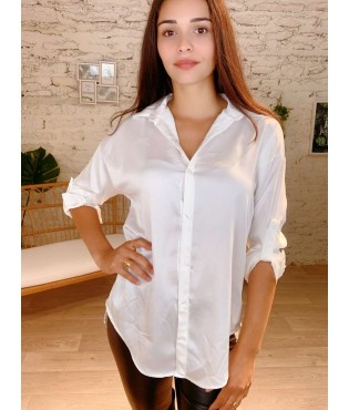 Chemise en satin blanc