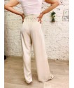 Pantalons satin large en beige 