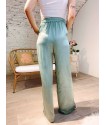 Pantalons satin large en vert turquoise