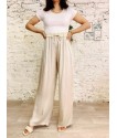 Pantalons satin large en beige 