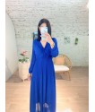 Robe longue plissé en bleu électrique 