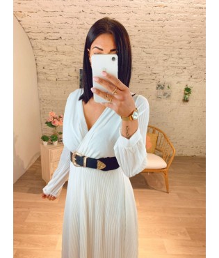 Robe longue plissé en blanc