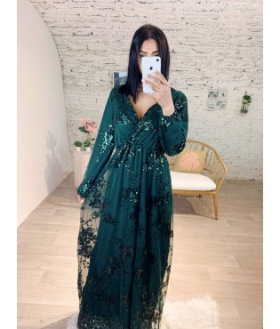 Robe avec paillette en VERT