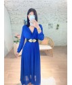 Robe longue plissé en bleu électrique 