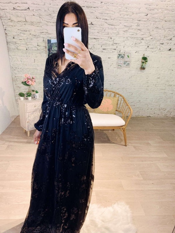 Robe avec paillette en NOIR