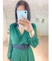 Robe longue plissé en vert