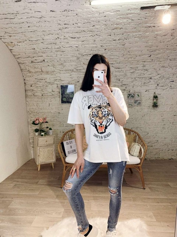 T-shirt blanc tigre 