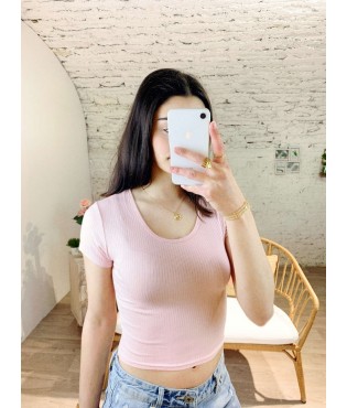 T-shirt simple en rose